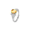 Anel de Topázio Cristalino Natural Prata de Lei S925 Acabamento Escovado Texturizado Design de Nicho Pedra Preciosa Anel Feminino