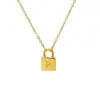 Collar con Candado de Acero de Titanio que No se Desvanece, Letra, para Mujer, Cadena de Clavícula de Lujo Ligero, Colgante de Moda Europea y Americana Tendencia, Joyería de Acero Inoxidable