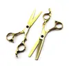 Tijeras de Peluquería Mango de Bambú Dorado Espíritu Dorado Tijeras para Cortar el Cabello Tijeras Planas Tijeras para Flequillo Tijeras Adelgazadoras de 6.0 pulgadas