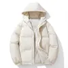 Jaqueta de Algodão com Penas Nova de Inverno Masculina, Casaco de Algodão Plus Size Solto Estilo Hong Kong, Jaqueta Puffer Juvenil com Capuz