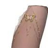 Corrente de Perna com Borla e Renda Enrolada, Design de Nicho, Sexy e Versátil, Fashionável, Estilo Puro e Sedutor, Corrente de Perna Exquisita e de Alta Qualidade