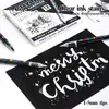 Marcador de Acrílico Negro y Blanco de Punta Suave Líquido Recto Bolígrafo Resaltador Artístico para Estudiantes Bolígrafo de Graffiti DIY Pintado a Mano para Niños