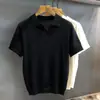 Polo de punto de manga corta para hombre con cuello en V y cuello de gaviota, camiseta calada para verano, venta al por mayor de fábrica transfronteriza, polo estilo old money
