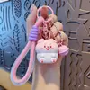 Chaveiro original de resina degradê de cachorro fofo para mulheres, acessório de telefone e bolsa, adorável chaveiro de filhote para chave do carro