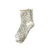 Calcetines de lunares grises para mujer Primavera y Otoño ins de moda algodón rizado estilo japonés personalizados de lunares de longitud media para la pantorrilla verano finos