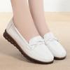 Primavera y Otoño punta redonda cuero superficie suave suela blanda cómodos no cansan los pies tacón bajo monocromáticos color sólido zapatos de abuela slip-on zapatos de mamá