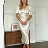Elegante vestido francés floral de corte ajustado, moda europea y americana transfronteriza, nuevo vestido largo francés de verano para mujer