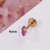 Moda Pin Transfronterizo G23 Aleación de Titanio Uña Labial con Zircón Fondo Plano Uña Arete para la Oreja Uña para el Hueso de la Oreja Tres Uñas Pin Doradas