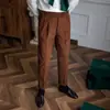 Calças Masculinas de Veludo Cotelê Nápoles 2025 Retas Cintura Média Calças Casuais Retro Britânico Calças de Outono e Inverno Masculinas Modernas