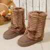 Nuevo estilo de comercio exterior: botas de invierno 2026 de caña media, mullidas, puntera redonda, sin cordones, con suela gruesa y plataforma para el calor, para mujer, estilo transfronterizo