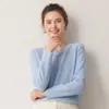 Suéter de gola redonda, folgado, trançado, 100% cashmere, para mulheres, outono e inverno, manga longa, quente, malha base, suéter moderno