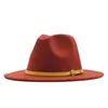 Sombrero de Sol para Exteriores Clásico Fieltro Fedora Ala Ancha Moda Sombrero Jazz con Hebilla de Cinturón