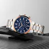 Reloj Megir genuino para hombre, de negocios, de moda, con correa de acero, cronógrafo, resistente al agua, luminoso, de cuarzo, modelo 2150