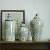 Botella de Cerámica de Jingdezhen Jarrón de Porcelana Azul y Blanca de Estilo Chino Nuevo Sala de Estar Mueble de TV Arreglo Floral Hidropónico Adornos de Tarro Decorativo Vintage
