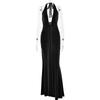 Amazon Comércio Exterior Novo Cor Sólida Elegante Decote V Profundo Cintura Vestido Longo Sexy Sem Costas Alça Vestido Sereia
