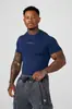 Youngla Camiseta Esportiva Masculina de Verão Estilo Americano Nova Justa Calça Jogger Fitness Corrida Treino Secagem Rápida Manga Curta