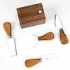 Set de Cuatro Piezas de Herramientas de Madera para Queso Más Vendido Transfronterizo, Cuchillo para Queso de Acero Inoxidable, Cuchillo para Cortar Mantequilla, Raspador de Mango de Madera, Accesorio Magnético