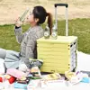 Caja de Almacenamiento con Barra de Tracción Diseño Plegable Portátil Carrito de Compras para el Hogar Camping al Aire Libre Picnic Escritura