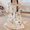Camisola para Mulheres 2025 Verão Novo Comprimento Médio Manga Curta Pijama Desenho Animado Pulôver Casual Verão Roupa de Casa Roupa Externa