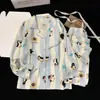 Pijamas de manga larga de primavera y otoño para mujer, de algodón con nubes y tela arrugada, estilo princesa dulce, estilo japonés, ropa fresca para el hogar.