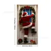 Cubierta de puerta navideña bestseller transfronteriza, pancarta de puerta de Papá Noel escalando, suministros navideños para interiores y exteriores de vacaciones de invierno
