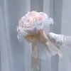 197 boda novia sosteniendo flores rosa simulación licencia para recibir la mano de la novia lanzando flores accesorios para sesión de fotos de boda de viaje