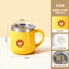 Caneca 304 Criativa para Duas Bebidas Copo de Café de Escritório Camada Dupla Copo de Água com Tampa Desenho Animado Aparência Bonita Copo Barrigudo