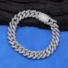 Joyería Hip-Hop Europea y Americana Pulsera de Plata de Ley S925 de 15 mm con Cierre de Hebilla, Cadena Cubana Doble Fila de Moissanita, Joyería de Alta Gama