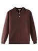 Camisa Polo de Punto Estilo Old Money para Hombre Suéter de Cuello Alto para Hombre Otoño Invierno Casual Rayado de Manga Larga Top para Hombre