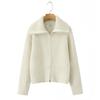 Cardigan Suéter de Punto Elegante de Moda 2025 Estilo Europeo y Americano Transfronterizo Cremallera Doble Solapa para Mujer Venta al por Mayor Amazon