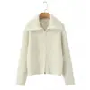 Transfronterizo Europeo y Americano Otoño 2025 Nuevo Estilo Cremallera Casual Versátil Moda Multicolor Cuello Alto Suéter Chaqueta de Doble Uso