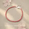Pulsera de Plata de Ley S925 con Cuerda Roja Tejida y Cuerda Negra Hecha a Mano Nuevo Diseño Estilo Chino Sentido Creativo Exquisito Cuerda de Mano Adorno de Mano Dropshipping