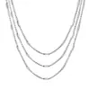 Cadenas para Clavícula de Estilo Europeo y Americano Chapadas en Oro de 18 Quilates, Collares Multicapa Sencillos y de Moda de Acero Inoxidable, Cadenas para Suéter para Mujer