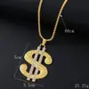 Moda Europeia e Americana exagerada e rica pingente de dólar colar masculino moderno hip hop personalidade pingente corrente longa para suéter joia