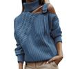 Suéter Amazon para Mujer 2025 Estilo Europeo y Americano Otoño e Invierno Color Sólido Hombros Descubiertos Tejido Ropa para Mujer Transfronteriza