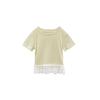 YOJIA - Camiseta de manga corta para niña, verano 2025, nueva llegada, estilo coreano, corte entallado, cuello redondo, para niña pequeña, ropa de verano para niña