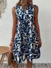 Vestido estampado plisado con cuello en V holgado de moda bohemia para mujer de Amazon Independent Station Foreign Trade 2023