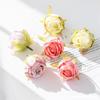 Cabeça de Flor Rosa Borda Queimada Retrô Simulada Flor de Seda Flor Artificial Material Artesanal DIY Decoração de Caixa de Presente Decoração de Casamento