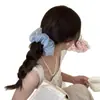 Scrunchie Verde Menta Pérola Fresco de Verão para um Look Preguiçoso do Dia a Dia, Adiciona Volume ao Cabelo, Estilo Coque Suave