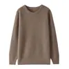 Nuevo suéter casual para hombre 100% lana pura, cuello redondo, color liso, tejido grueso, elegante y rejuvenecedor