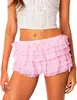 2025 Saia Curta de Renda Sexy Moda Europeia e Americana Melhorada Anti-Transparência Empilhamento de Bolo Multicamadas Hot Pants Hot Girl Sexy