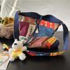 Bolsa de Lona de Mezclilla Bohemia de Doble Pan, Bolso Tote Versátil para Viajes, Bolso Cruzado Vintage de Contraste de Doble Cara Utilizable