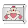 Pulsera Módulo Italiano Corazón de Melocotón Transfronterizo Patrón DIY Pulsera de Costura Hecha a Mano Módulo de Corazón para Pareja de Acero Inoxidable