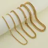 Cadena de joyería de acero inoxidable europea y americana, oro de 18 quilates, moda, simple, DIY, hecha a mano, cadena lisa, hip hop, collar para hombres y mujeres