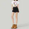 Shorts de Mezclilla Negros de Corte A Rasgados para Mujer, Talla Petite, Estilo Delgado de Verano, Cintura Alta, Doble Botón, Borde Deshilachado, Hot Pants de Pierna Ancha