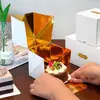 Caixa de Embalagem para Bolo de Sobremesa Estampada a Quente em Ouro Branco Rolo de Toalha Caixa para Mousse Sobremesa Confeitaria Impressão Comercial Logo