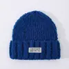 Chapéu de Lã Azul para Mulheres 2025 Novo Outono e Inverno Quente Proteção para Orelhas Chapéu de Tricô com Circunferência de Cabeça Grande e Pequeno Chapéu Frio Tendência