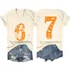 Camiseta Estampada Tendência Manga Curta Plus Size 100kg para Mulheres, Estilo Verão, Caimento Solto, Marca de Moda High Street, Camiseta Básica Gola V