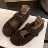 Zapatos peludos para mujer para otoño e invierno 2026 modelo nuevo, zapatos slip-on de punta redonda estilo hada con lazo, versátiles, forrados de felpa, mocasines cálidos de algodón