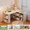 Mesa de Canto para Uso Doméstico, Mesa de Estudo para Apartamentos Pequenos, Penteadeira para Quarto de Meninas, Cômoda Integrada, Mesa de Computador em L de Madeira Maciça